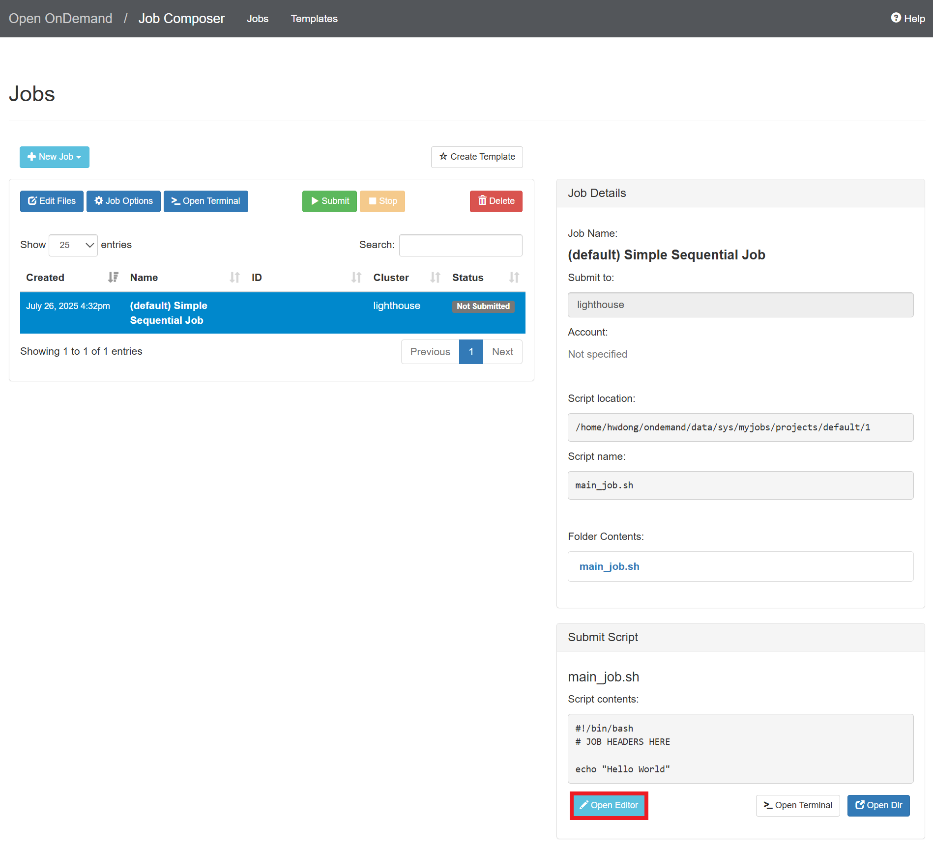 Open Editor