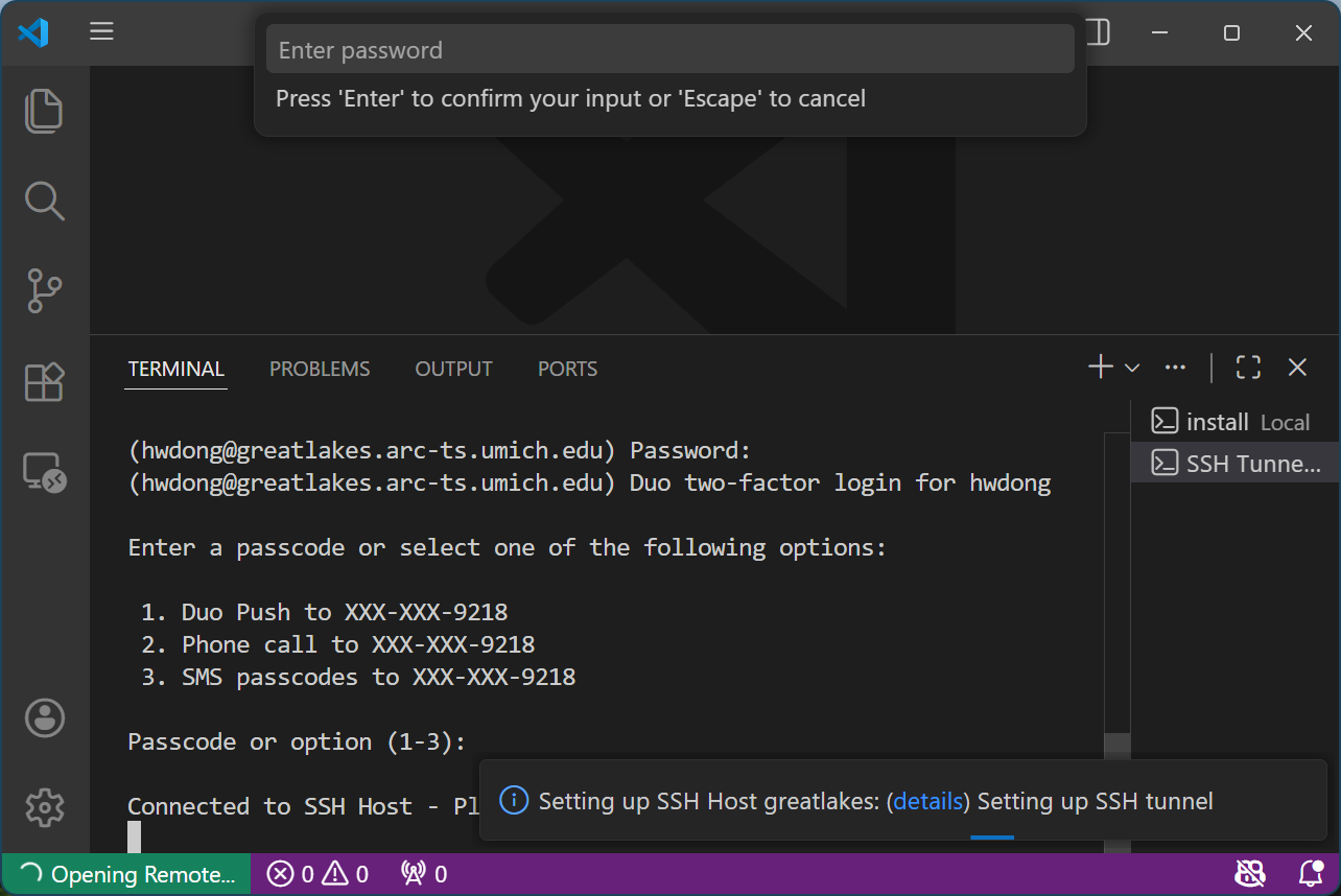 VS Code - Connected to SSH Host